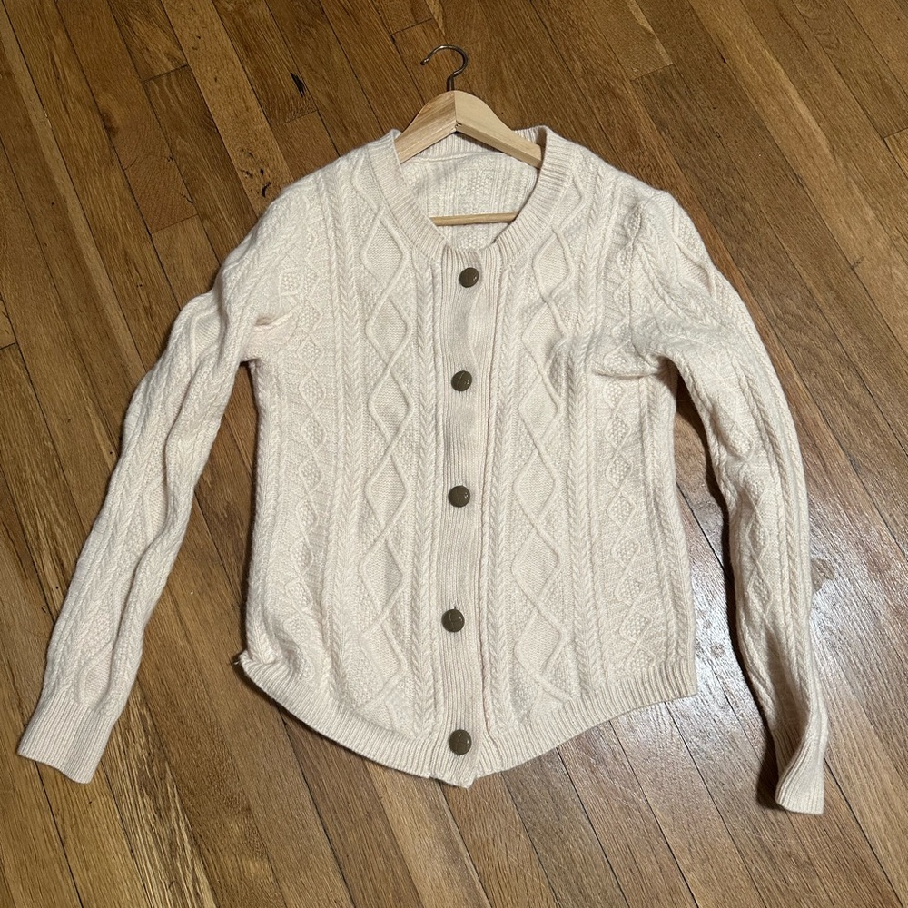 Cream Cable Knit Cardigan Sweater